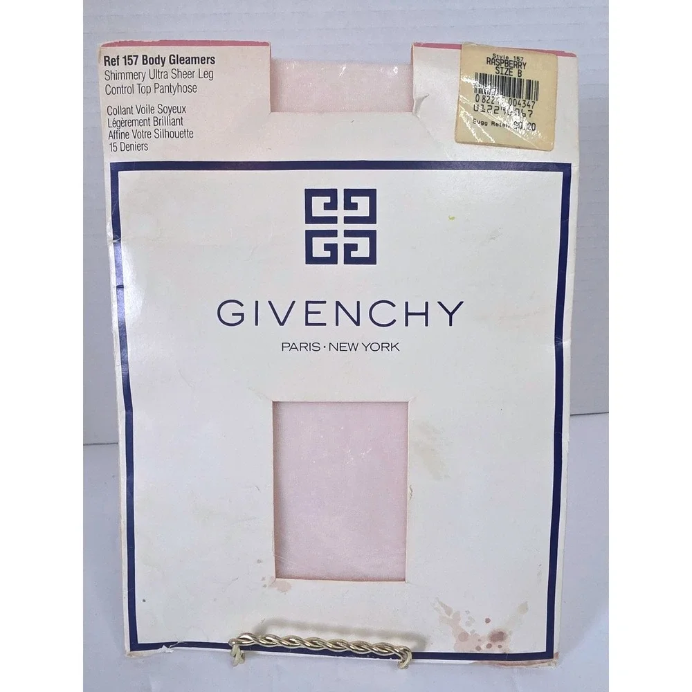 VTG Givenchy Body Gleamers Shimmery Ultra Sheer Pantyhose Raspberry Size B